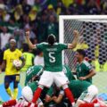 Mexico's Raul Jimenez celebrates scoring their second goal with Johan Vasquez and teammates next as Ecuador players look dejected. | Photo Credit: Reuters